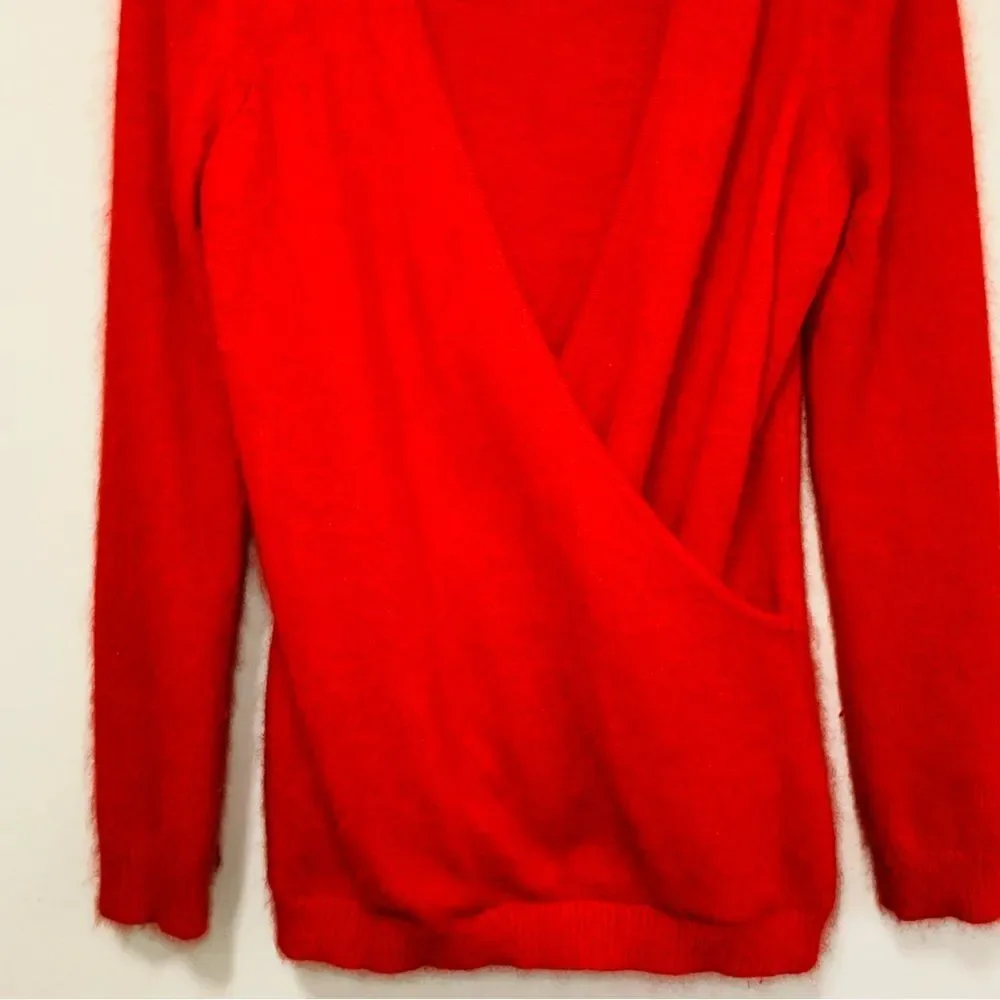 Moda International Angora Blend Classy Red V-Neck Sweater size medium